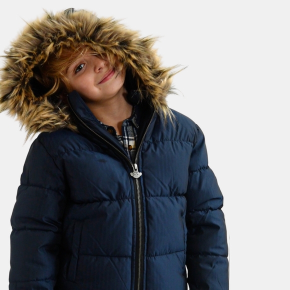 Appaman Base Camp Puffer in Navy Herringbone Boys Size 6 - Picture 2 of 9